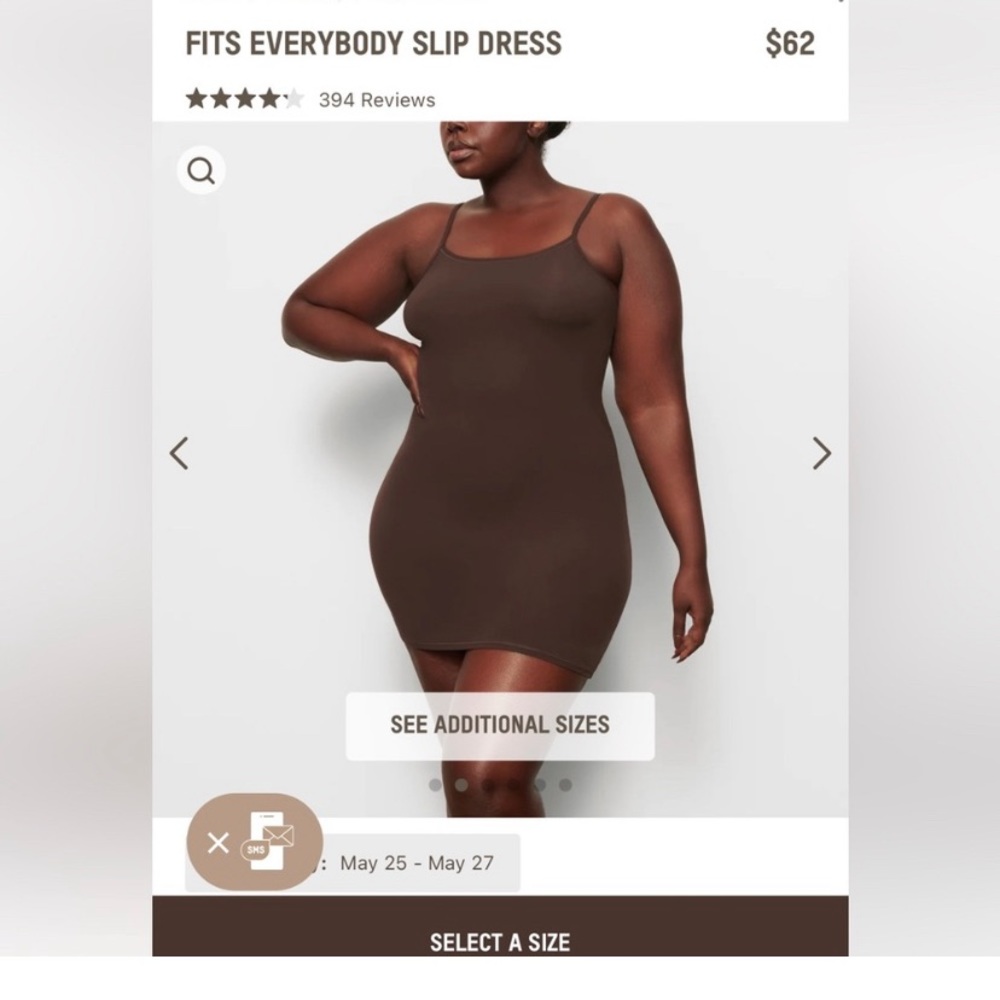 SKIMS FIT EVERYBODY SLIP DRESS COCOA XL